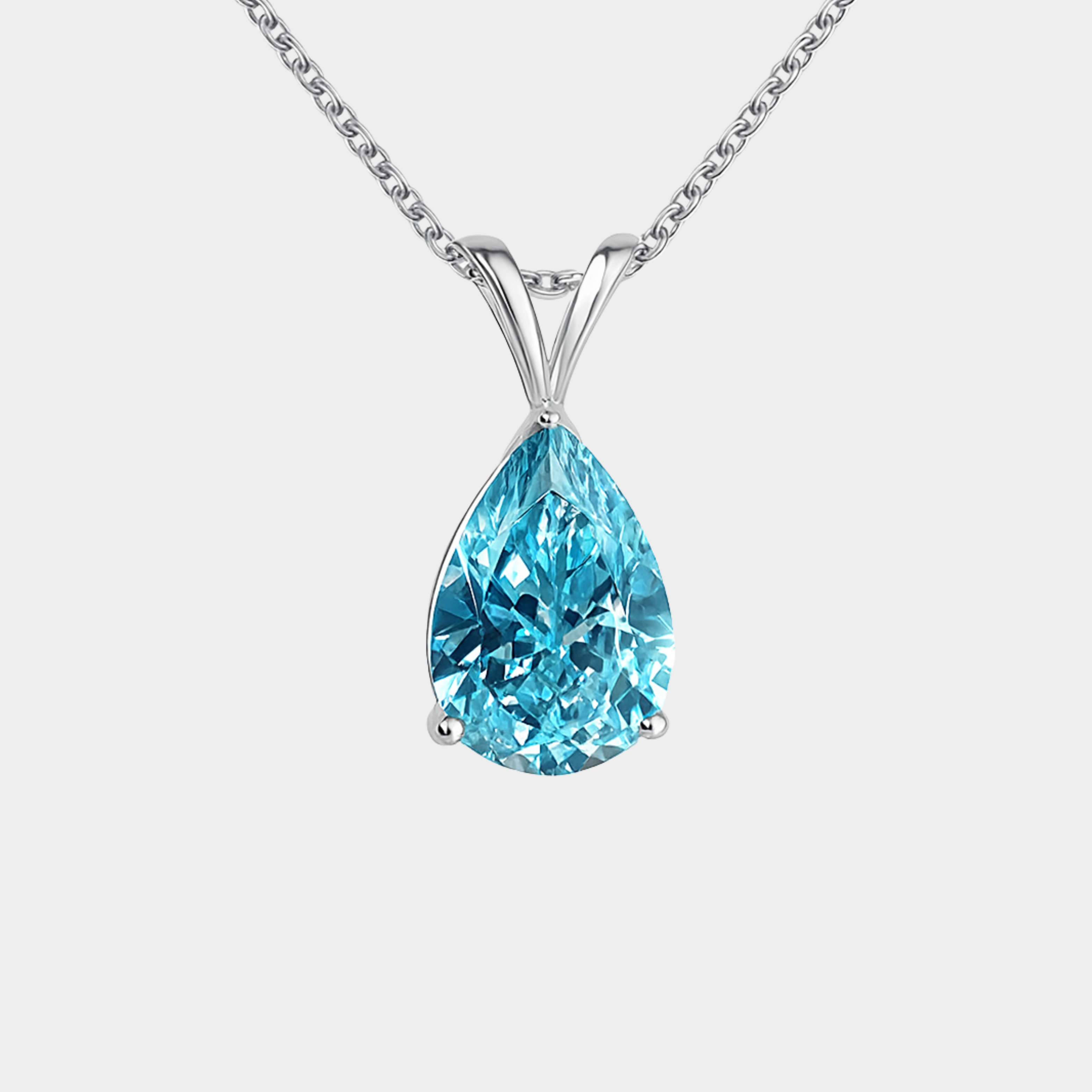 Melina – Silver Necklace Featuring a Light Blue Pendant
