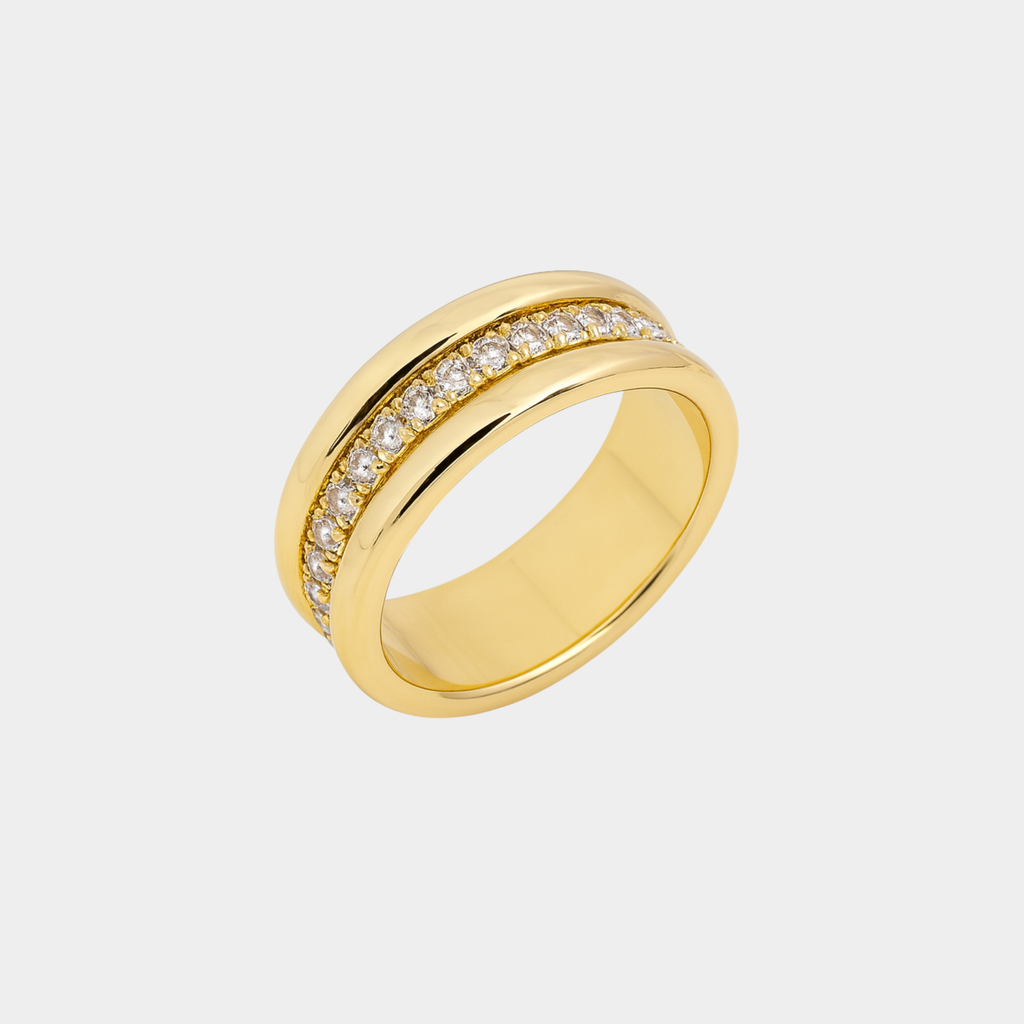 Stylish Zirconium Ring Featuring Dual Inset Design