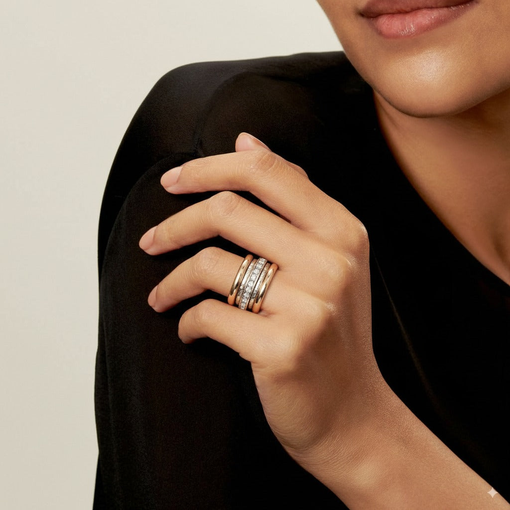 Retro Chunky Gold and Silver Ring