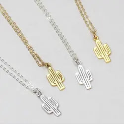 Amira – Gold Necklace Featuring a Cactus-Inspired Pendant