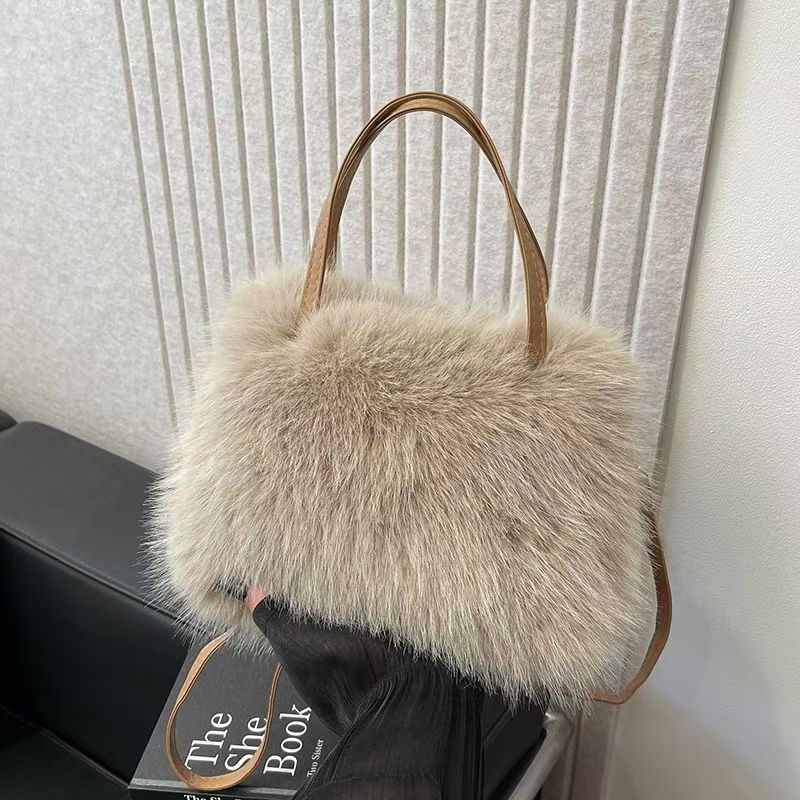 LIZZIE - Chic Faux Fur Mini Handbag with Grip Handle and Shoulder Strap