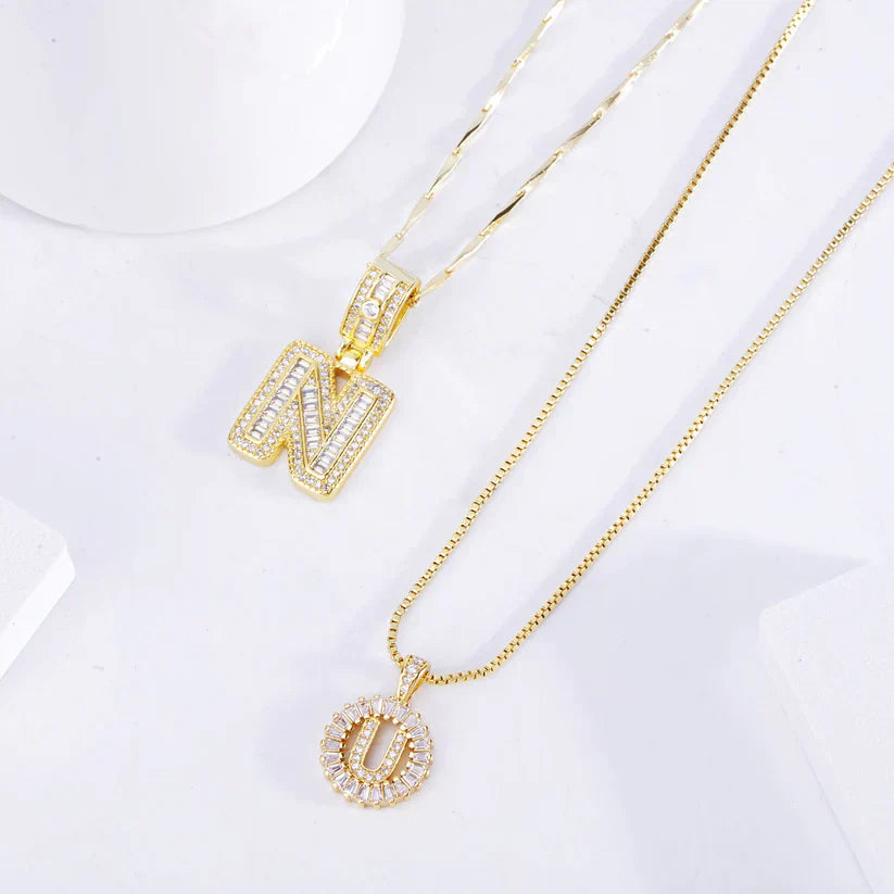 Moissanite Initials Necklace Set
