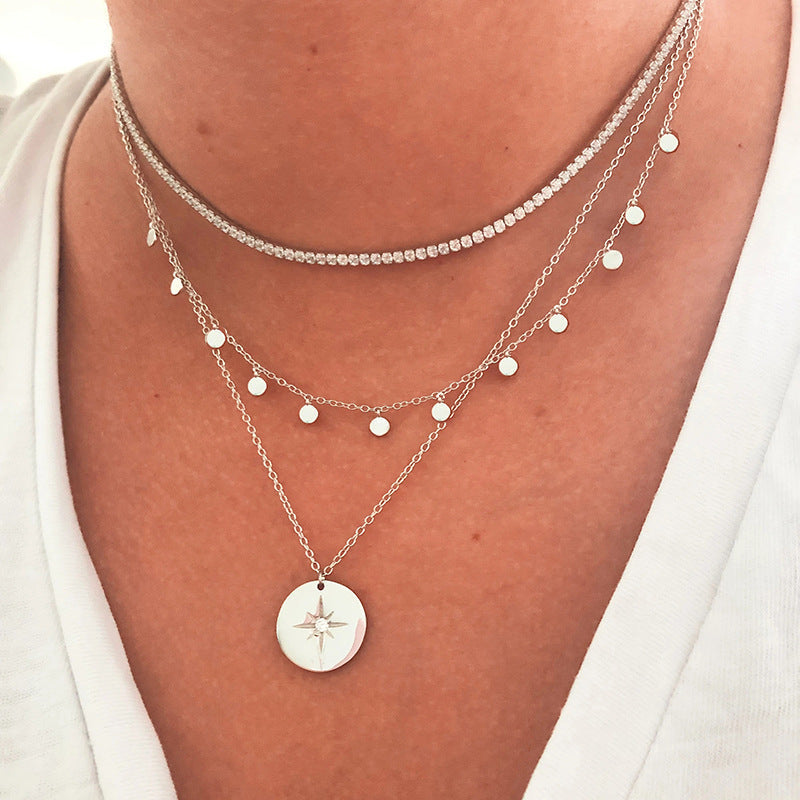Sophie – Elegant Multi-Layer Silver Necklace with Subtle Pendants