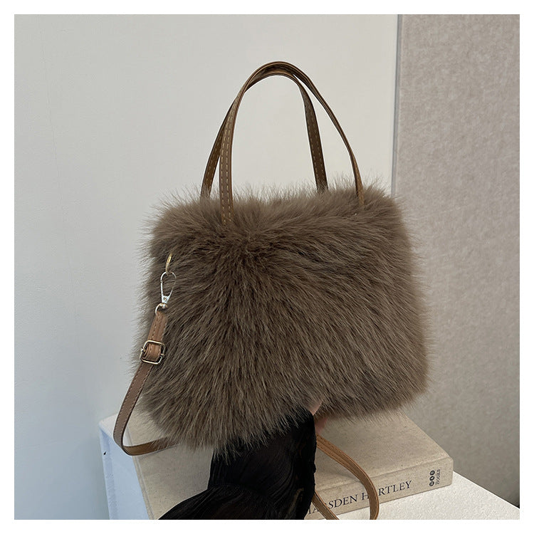 LIZZIE - Chic Faux Fur Mini Handbag with Grip Handle and Shoulder Strap