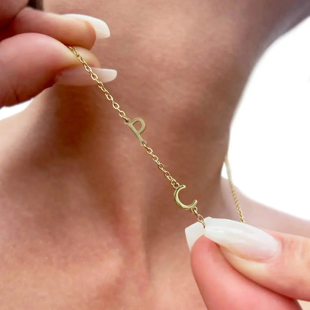 Personalized Necklace with Side Initials
