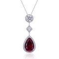 Pia – Ruby Pendant with Elegant Crystal Surround