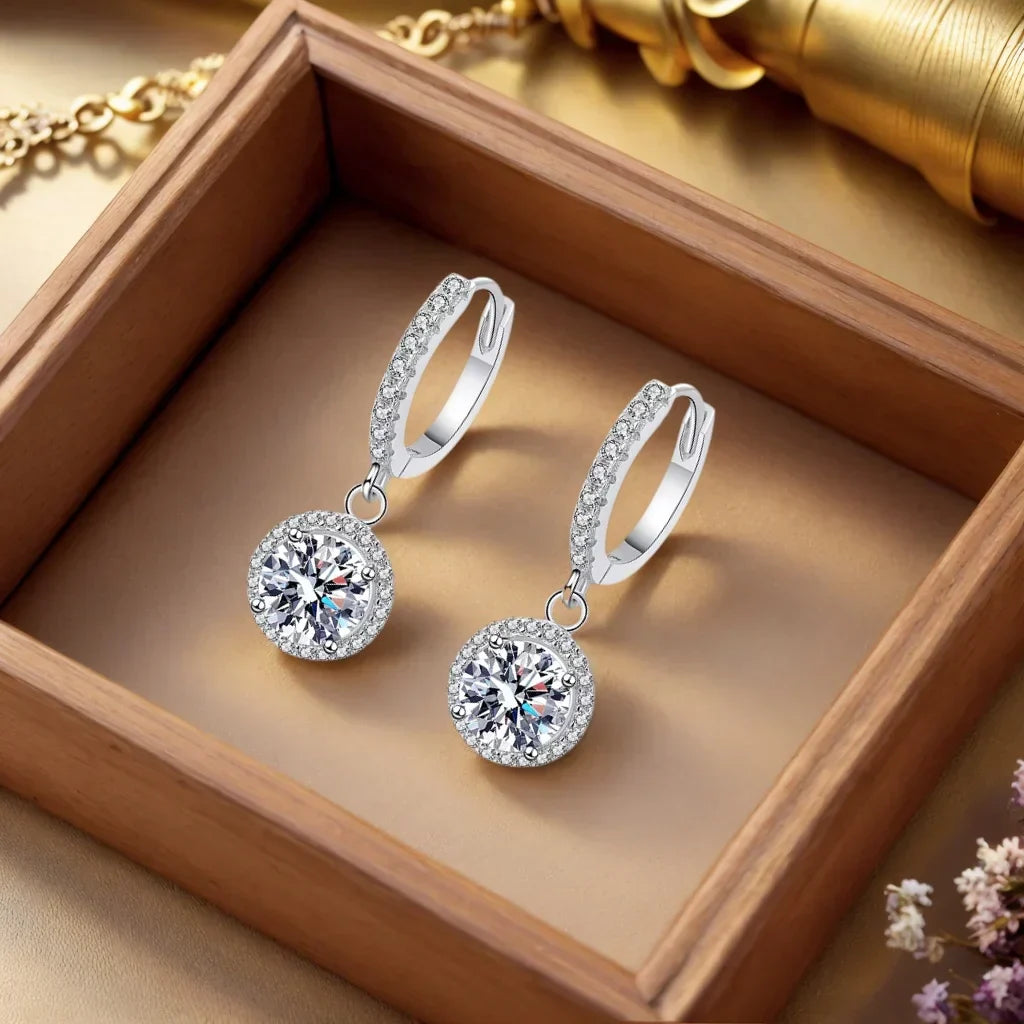 925 Sterling Silver Earrings Featuring 1 Carat Moissanite