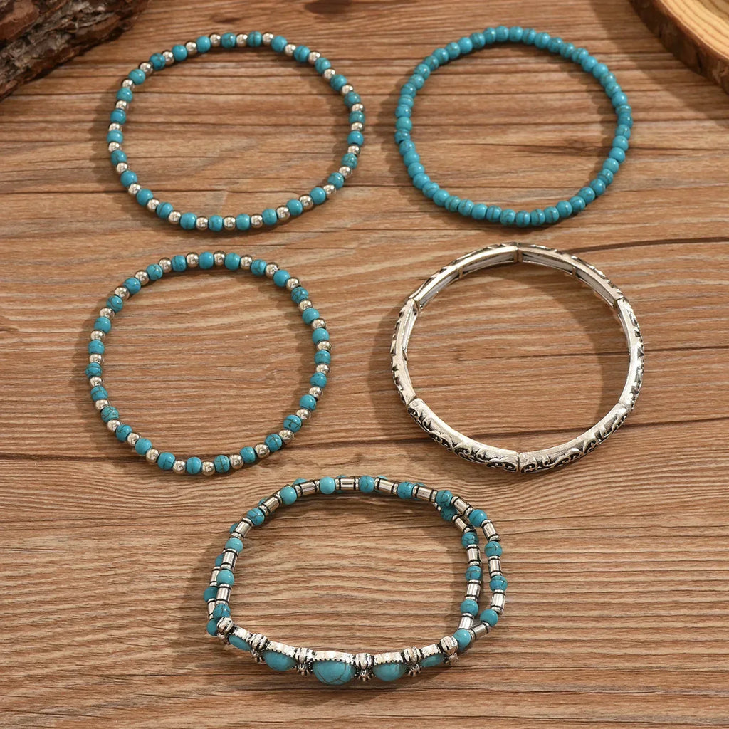 Caroline – Bohemian Bracelet Set Featuring Turquoise Beads