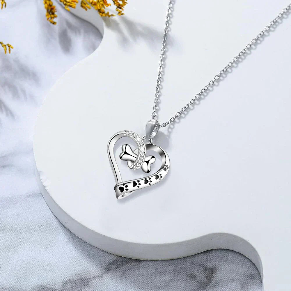 2-Piece Jewelry Set Featuring Paw, Heart, and Bone Charms