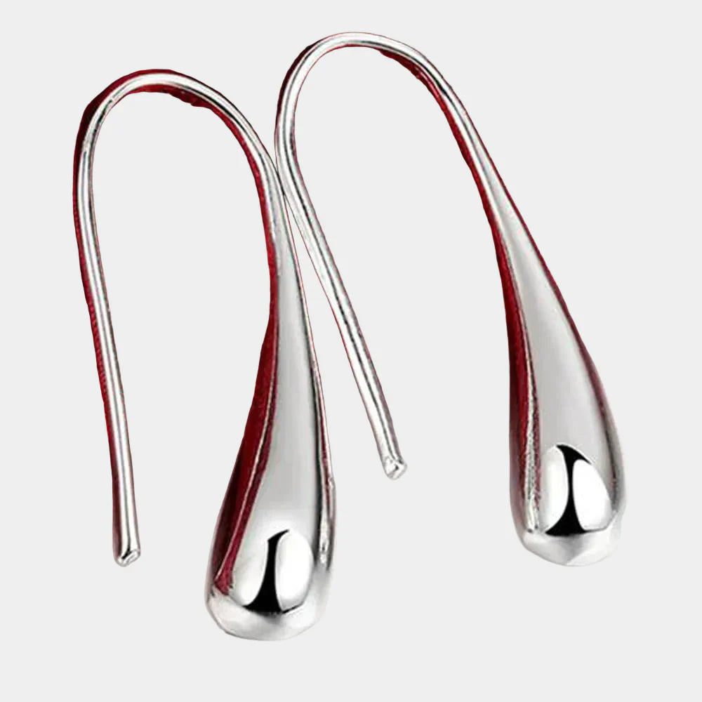 Drop-Shaped Sterling Silver Earrings
