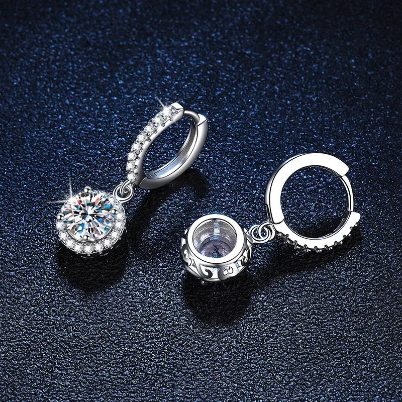 925 Sterling Silver Earrings Featuring 1 Carat Moissanite