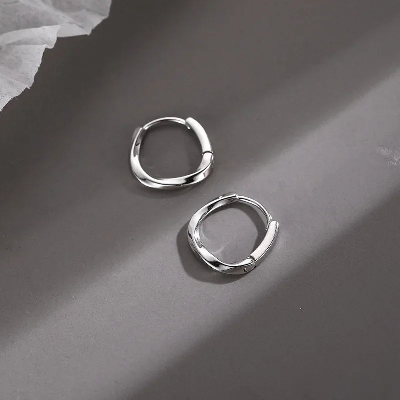 Round Inset Sterling Silver Earrings