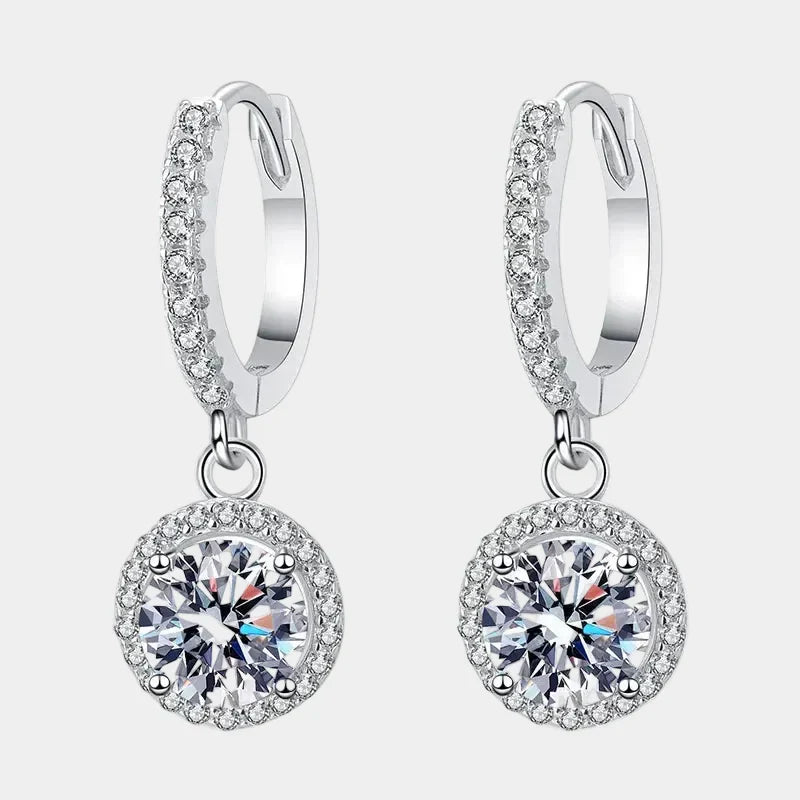 925 Sterling Silver Earrings Featuring 1 Carat Moissanite