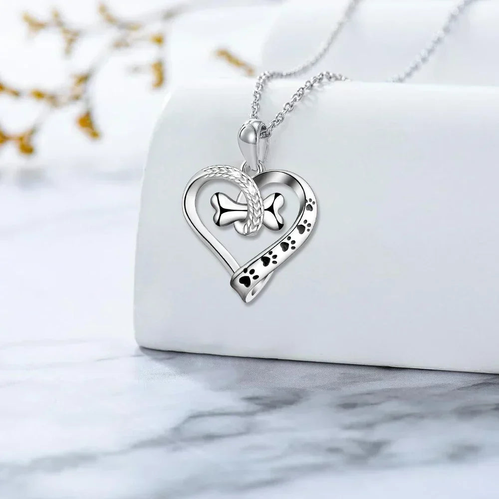 2-Piece Jewelry Set Featuring Paw, Heart, and Bone Charms
