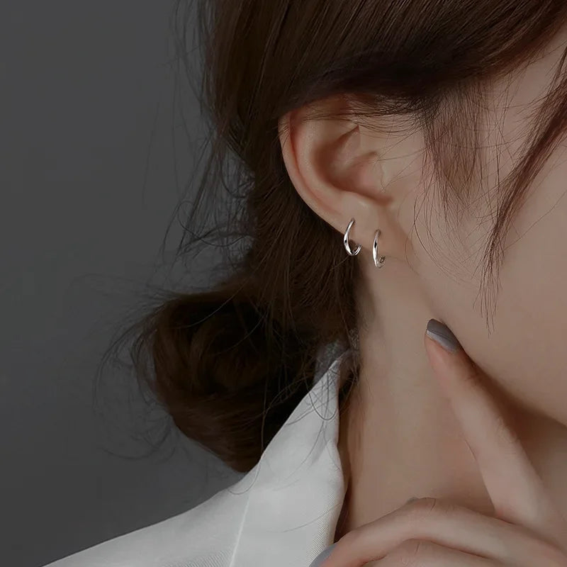 Round Inset Sterling Silver Earrings