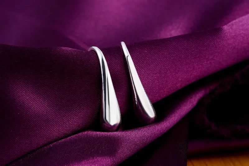 Drop-Shaped Sterling Silver Earrings