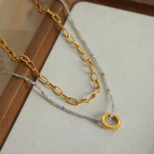 Luisa – Gold Double Strand Pendant Necklace