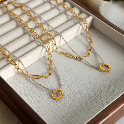 Luisa – Gold Double Strand Pendant Necklace