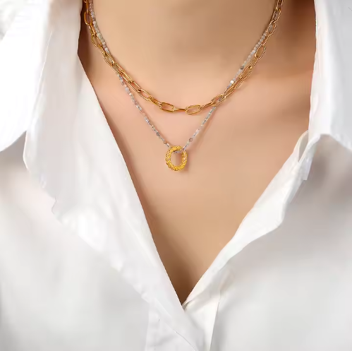 Luisa – Gold Double Strand Pendant Necklace