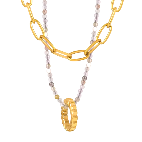 Luisa – Gold Double Strand Pendant Necklace