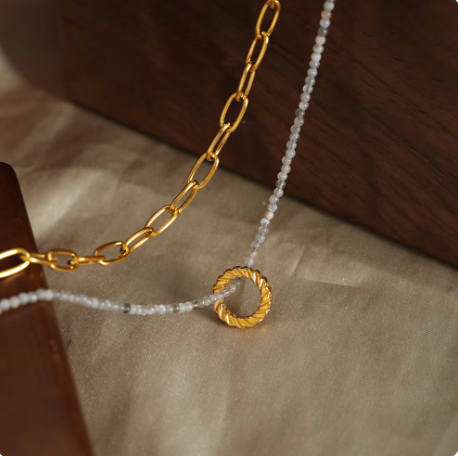 Luisa – Gold Double Strand Pendant Necklace