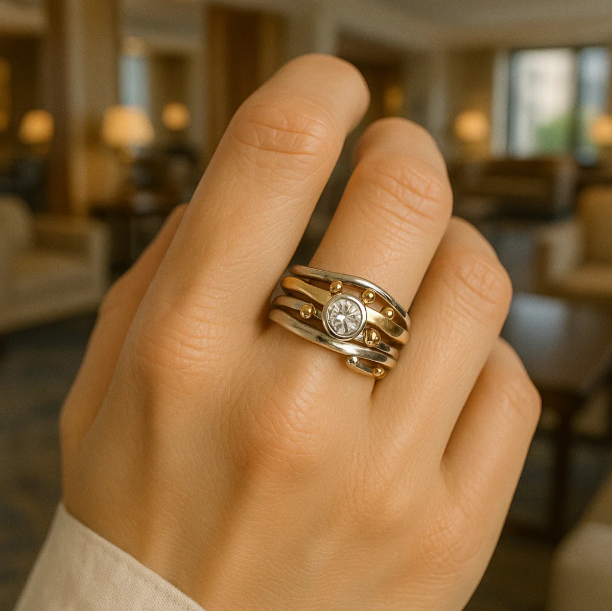 Stefanie – Classic Gold Ring Adorned with Inlaid Zirconia