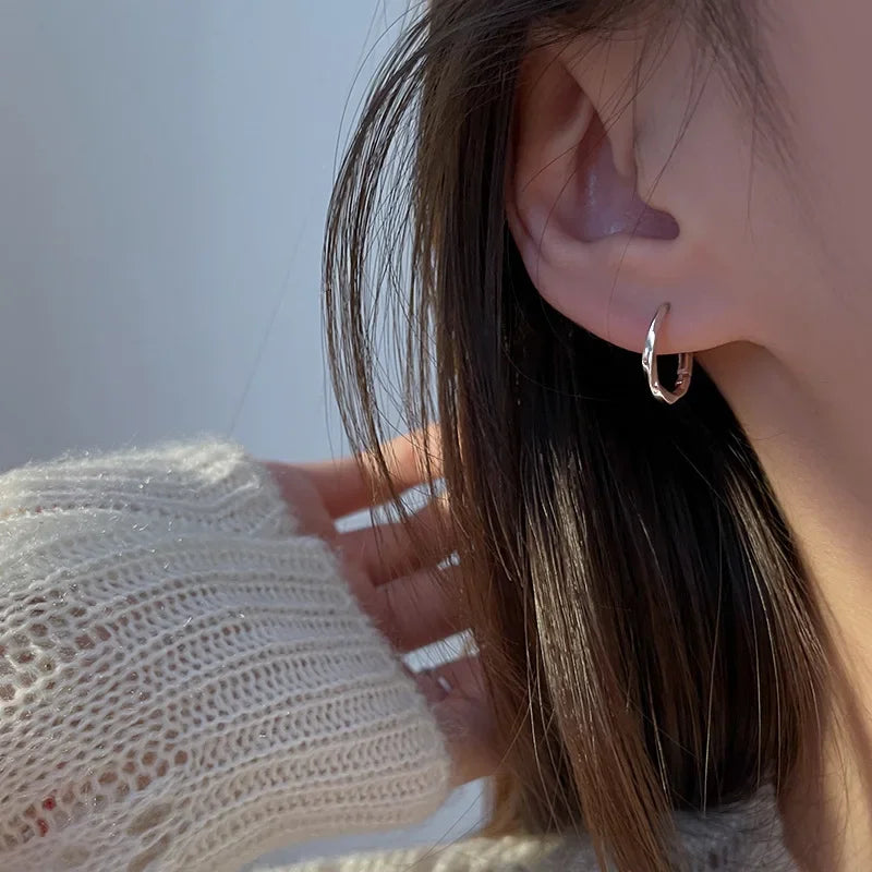 Round Inset Sterling Silver Earrings