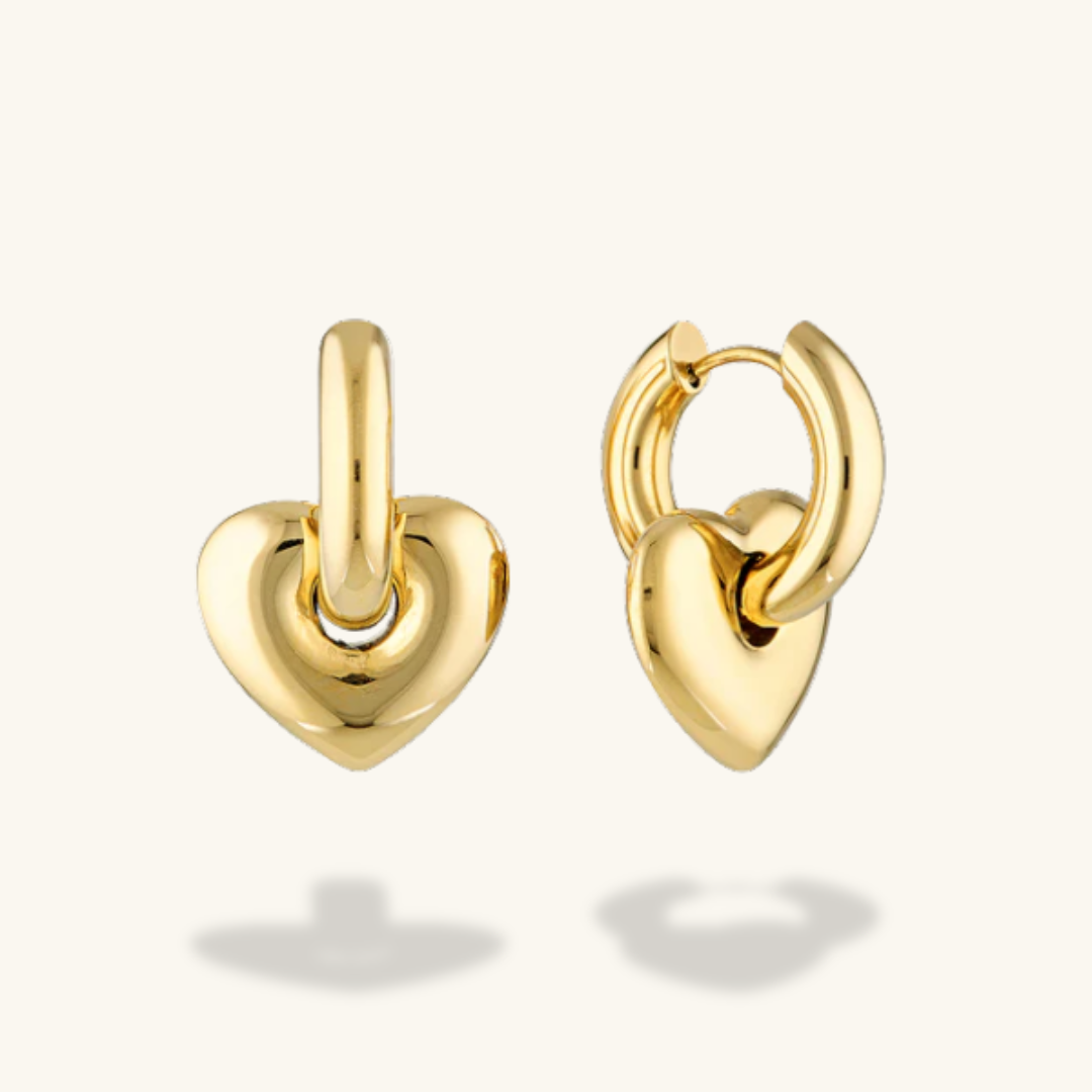Lisa Puffy Heart Earrings (Gold)