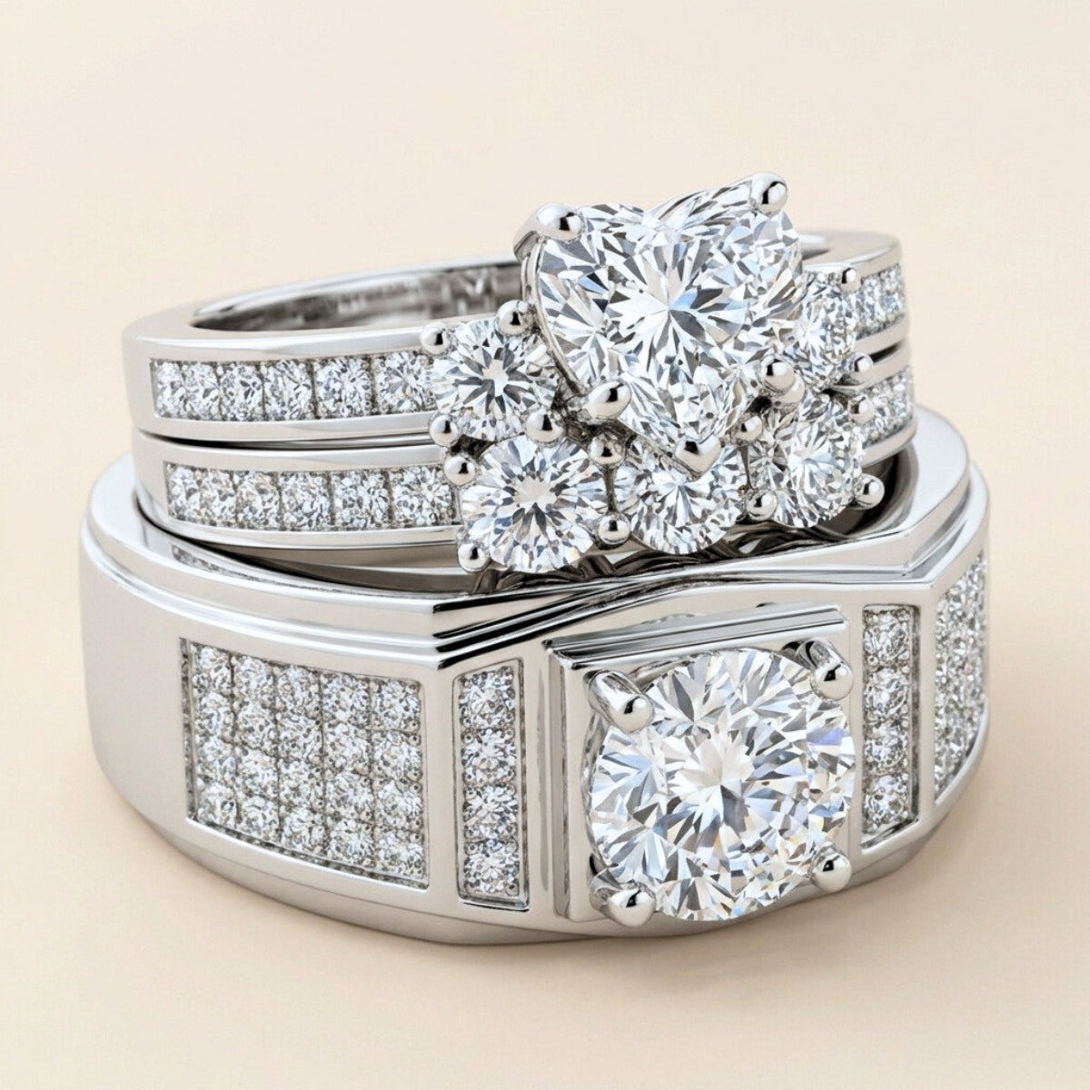 Blossoming Heart Rings