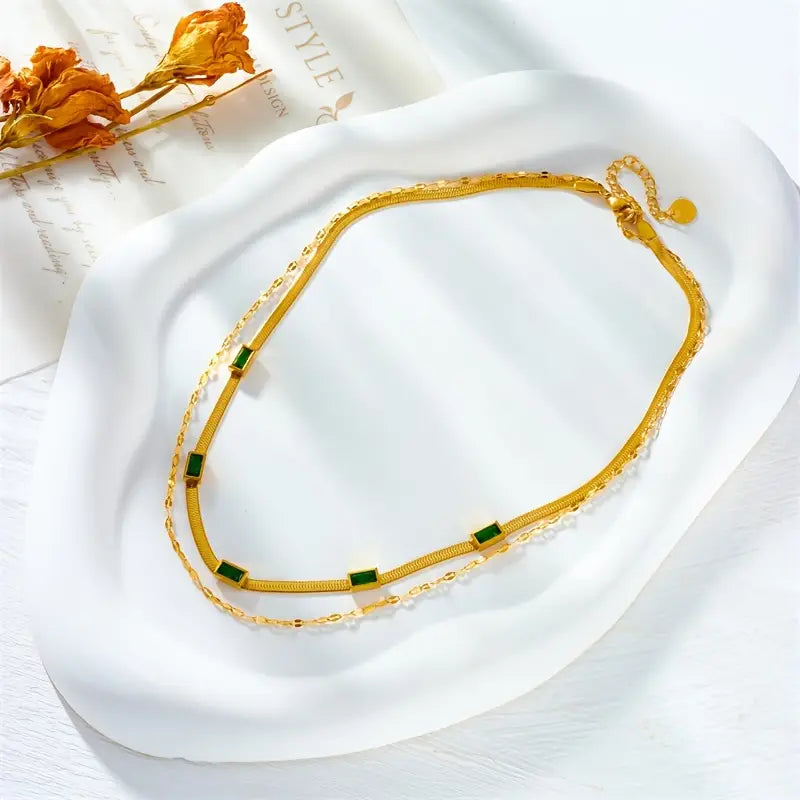 Sorella Gem Vintage-Inspired Double-Layer Gold Necklace