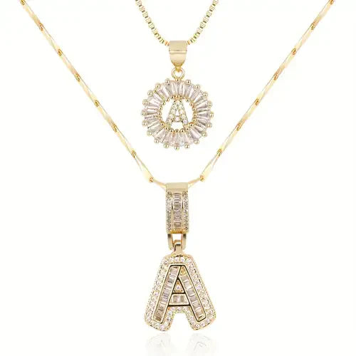 Moissanite Initials Necklace Set