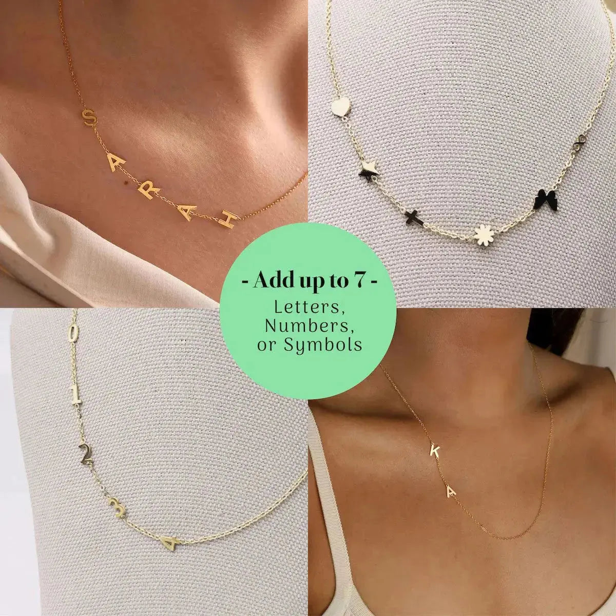 Personalized Necklace with Side Initials