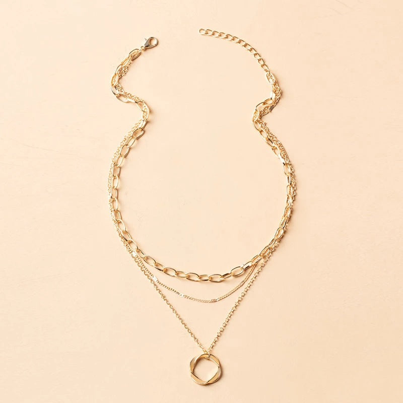 Vintage Layered Chain & Pendant Necklace
