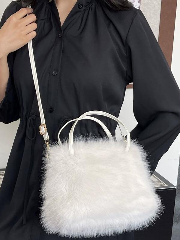 LIZZIE - Chic Faux Fur Mini Handbag with Grip Handle and Shoulder Strap