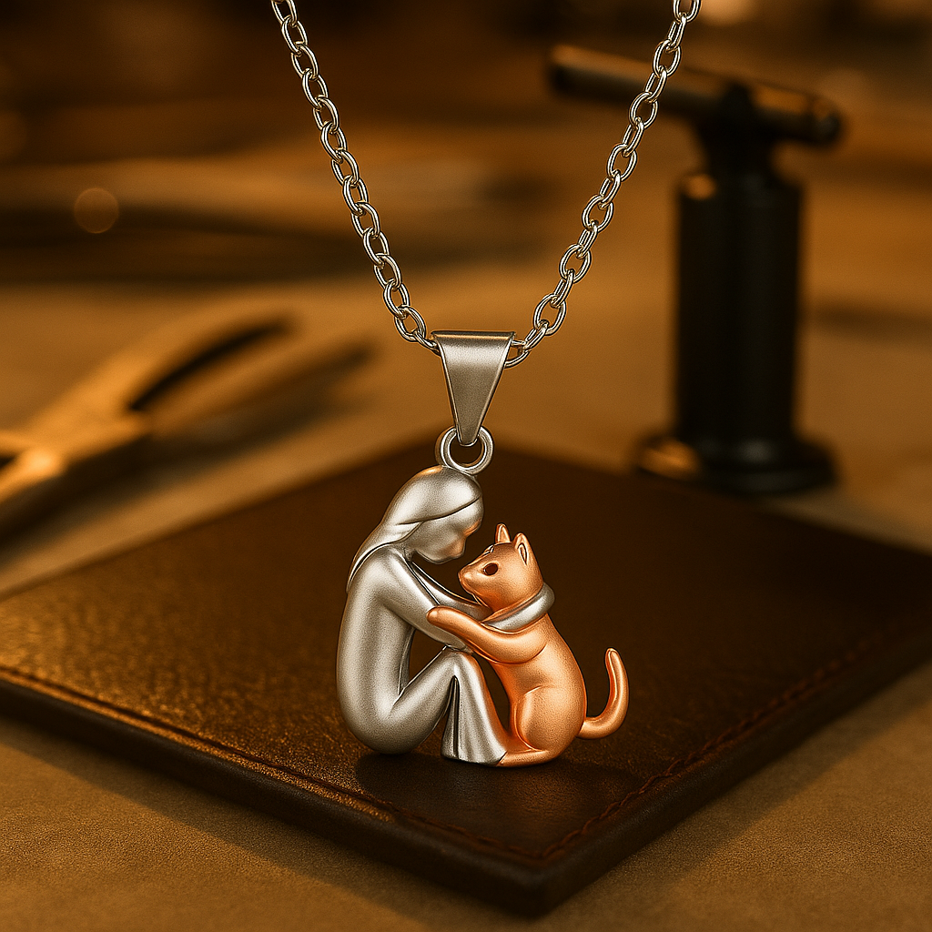 Cat Embrace Pendant Necklace