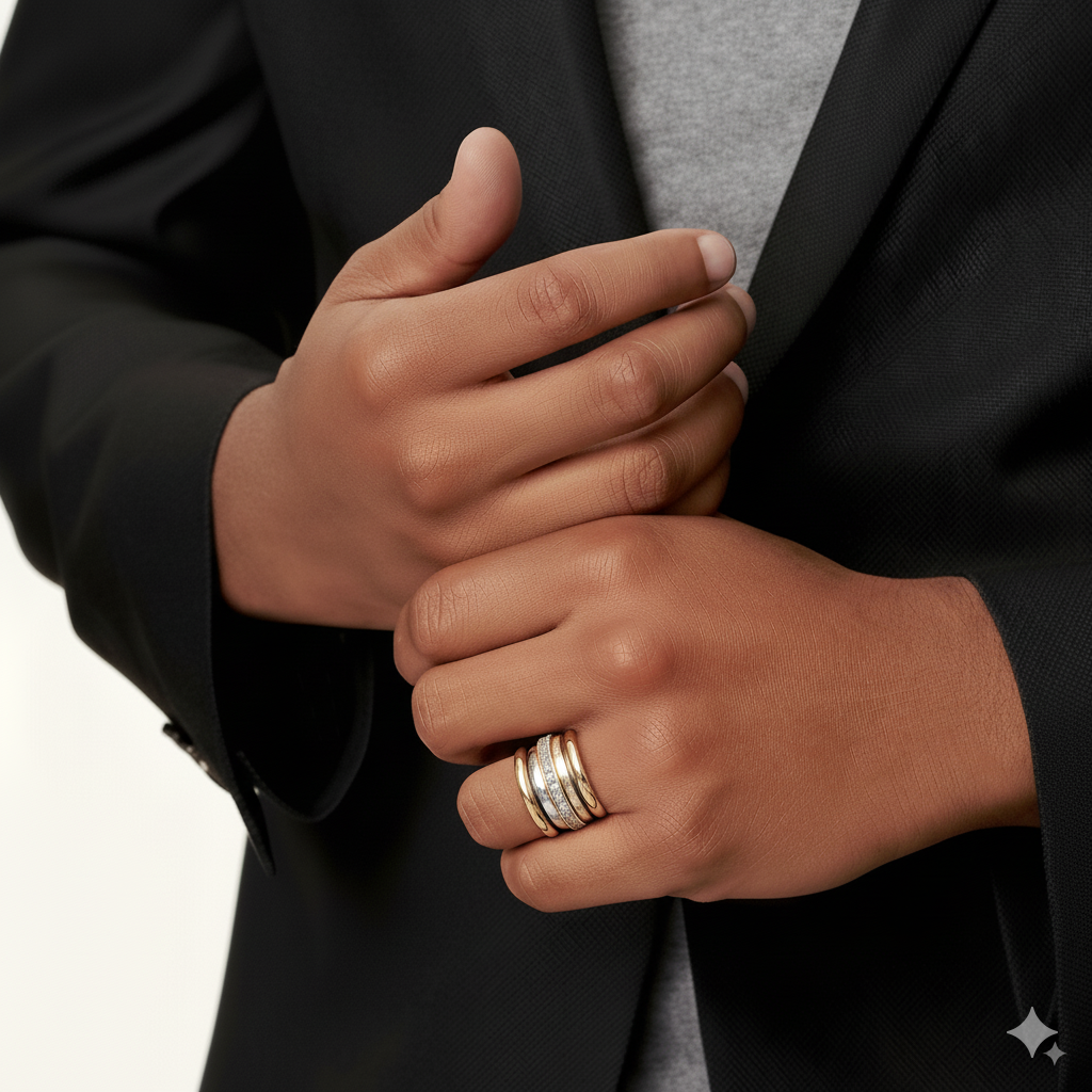 Retro Chunky Gold and Silver Ring