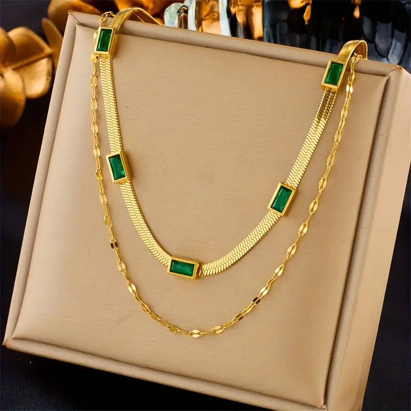 Sorella Gem Vintage-Inspired Double-Layer Gold Necklace