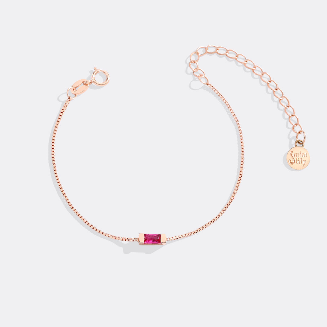 Dainty Baguette Birthstone Bracelet