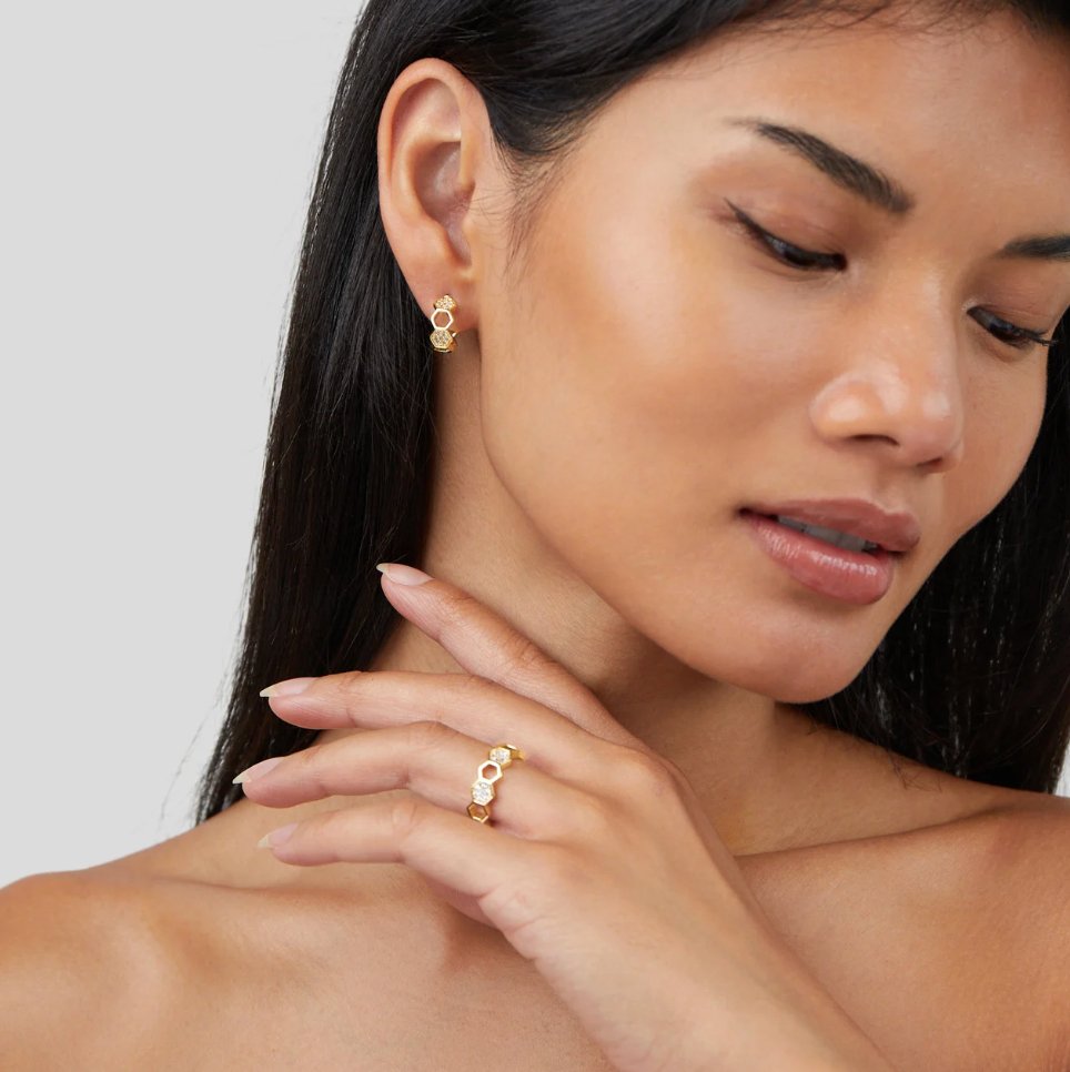 Selina – Crystal-Studded Gold Ring