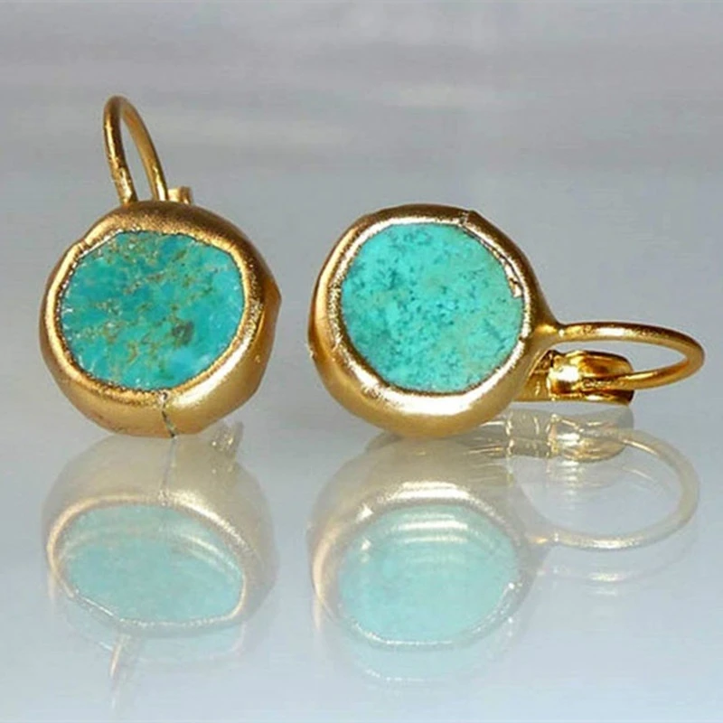 Eva – Turquoise Stone Gold Earrings