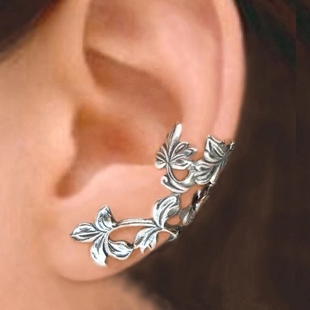 Michaela – Leaf-Shaped Vintage Silver Earrings