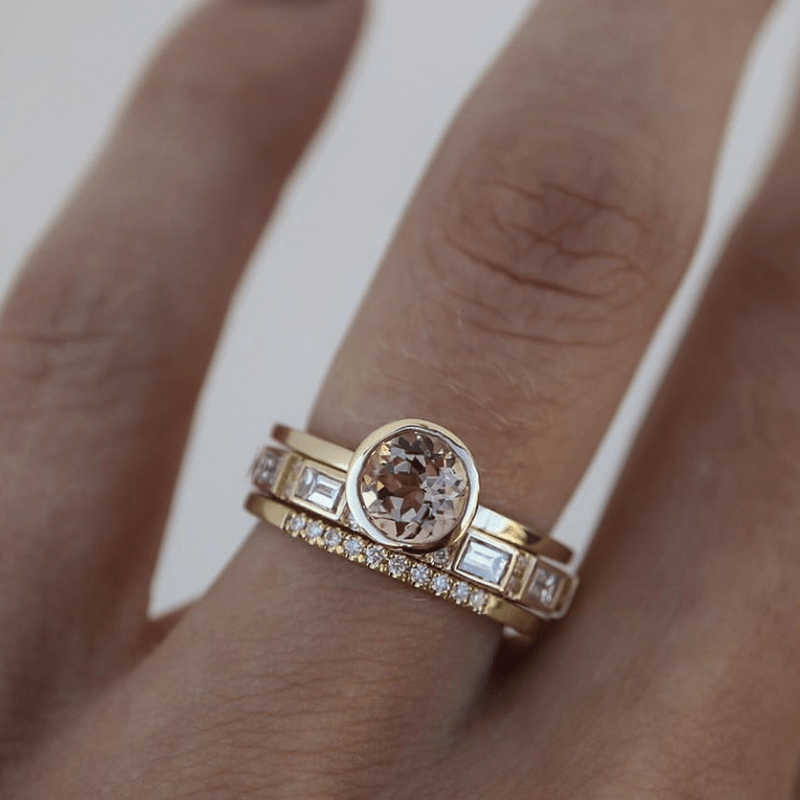 Colette – Crystal-Accented Golden Ring Set