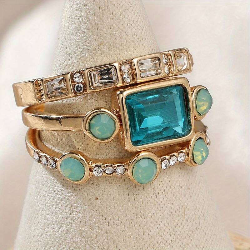 Herta – Vintage Blue Crystal Ring Set