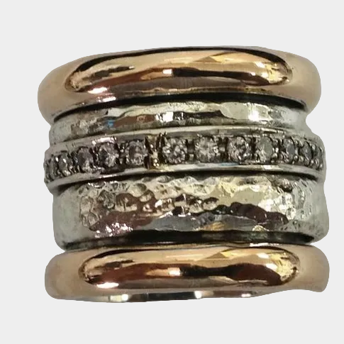 Retro Chunky Gold and Silver Ring
