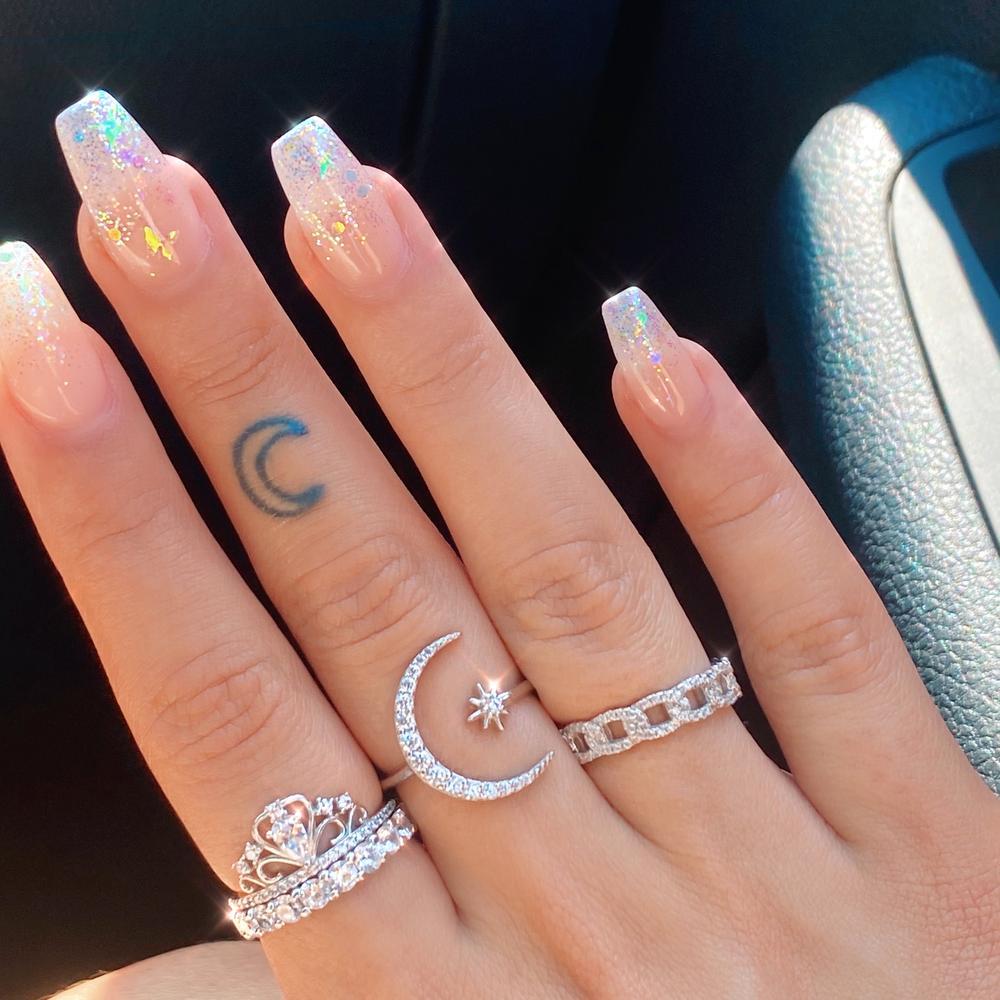 Celestial Silver Ring Featuring Moon and Stars