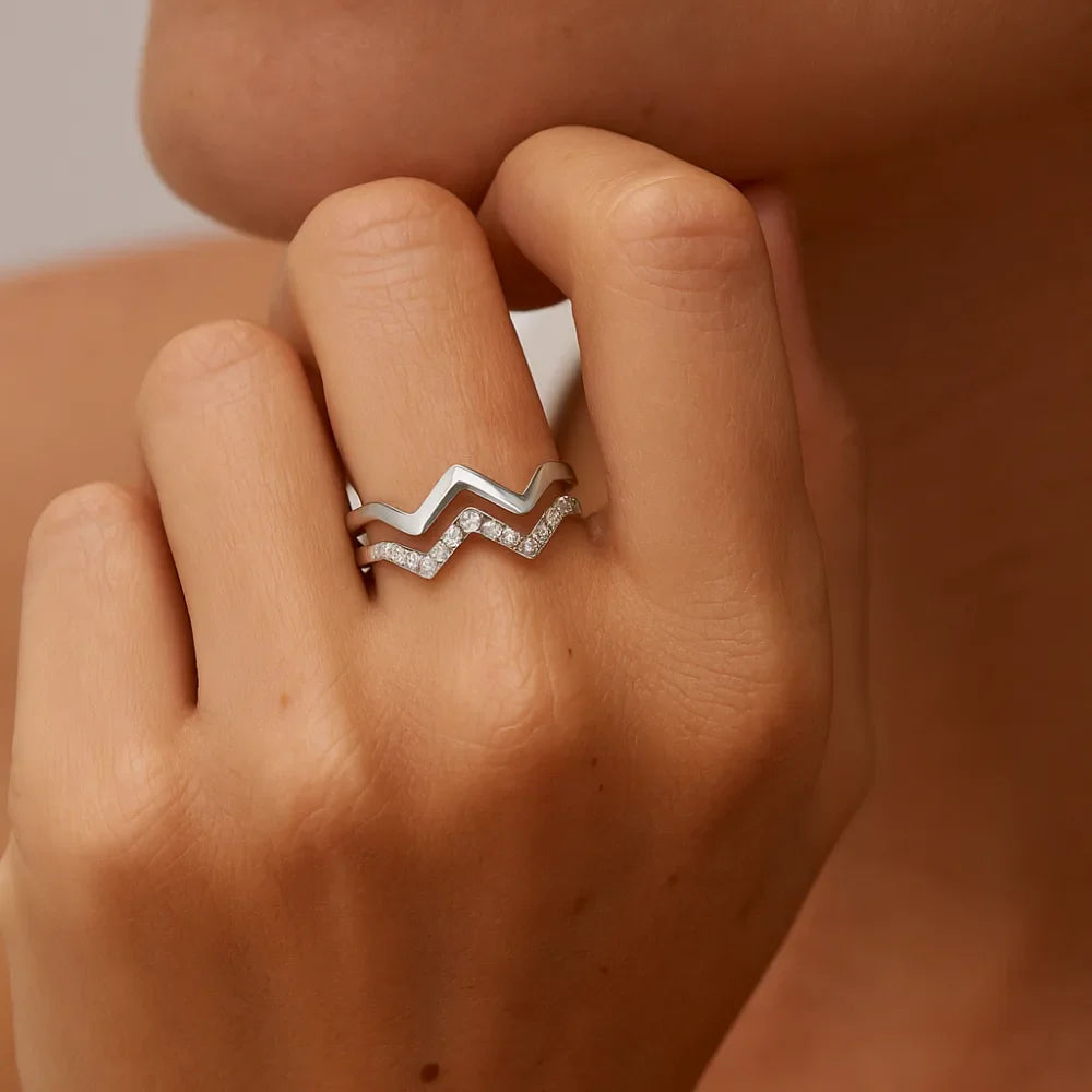 Dual Wave Twin Band Ring