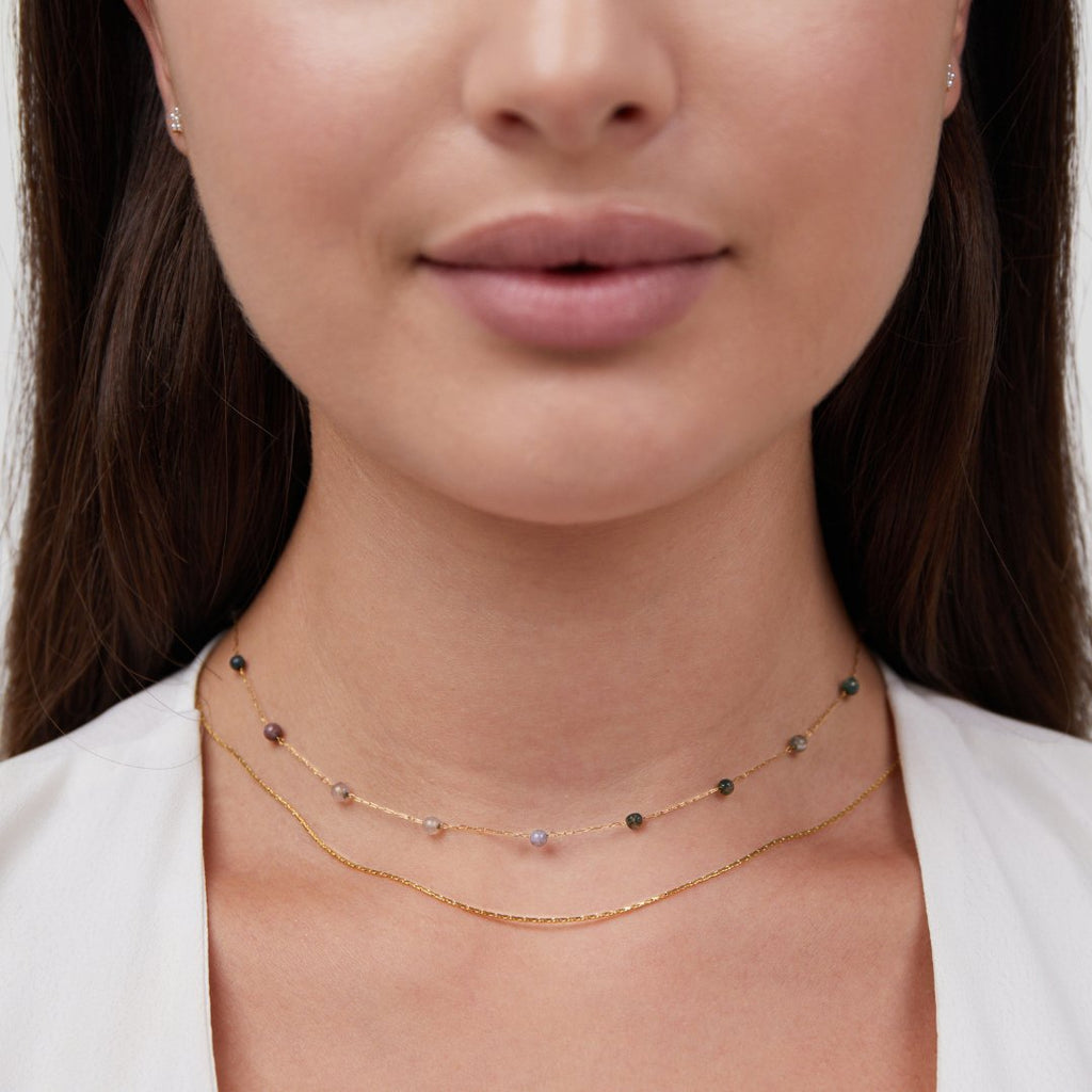 Katharina – Rectangular Pendant Gold Necklace