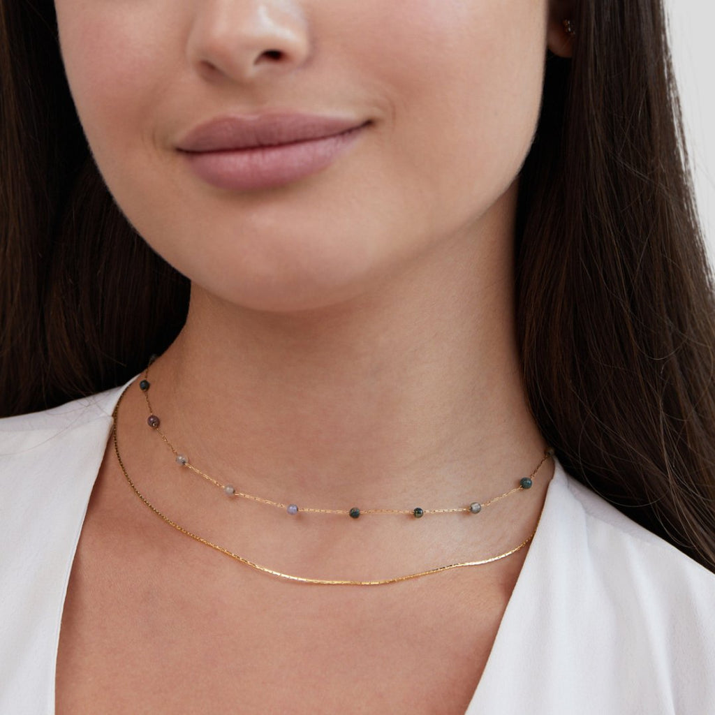 Katharina – Rectangular Pendant Gold Necklace