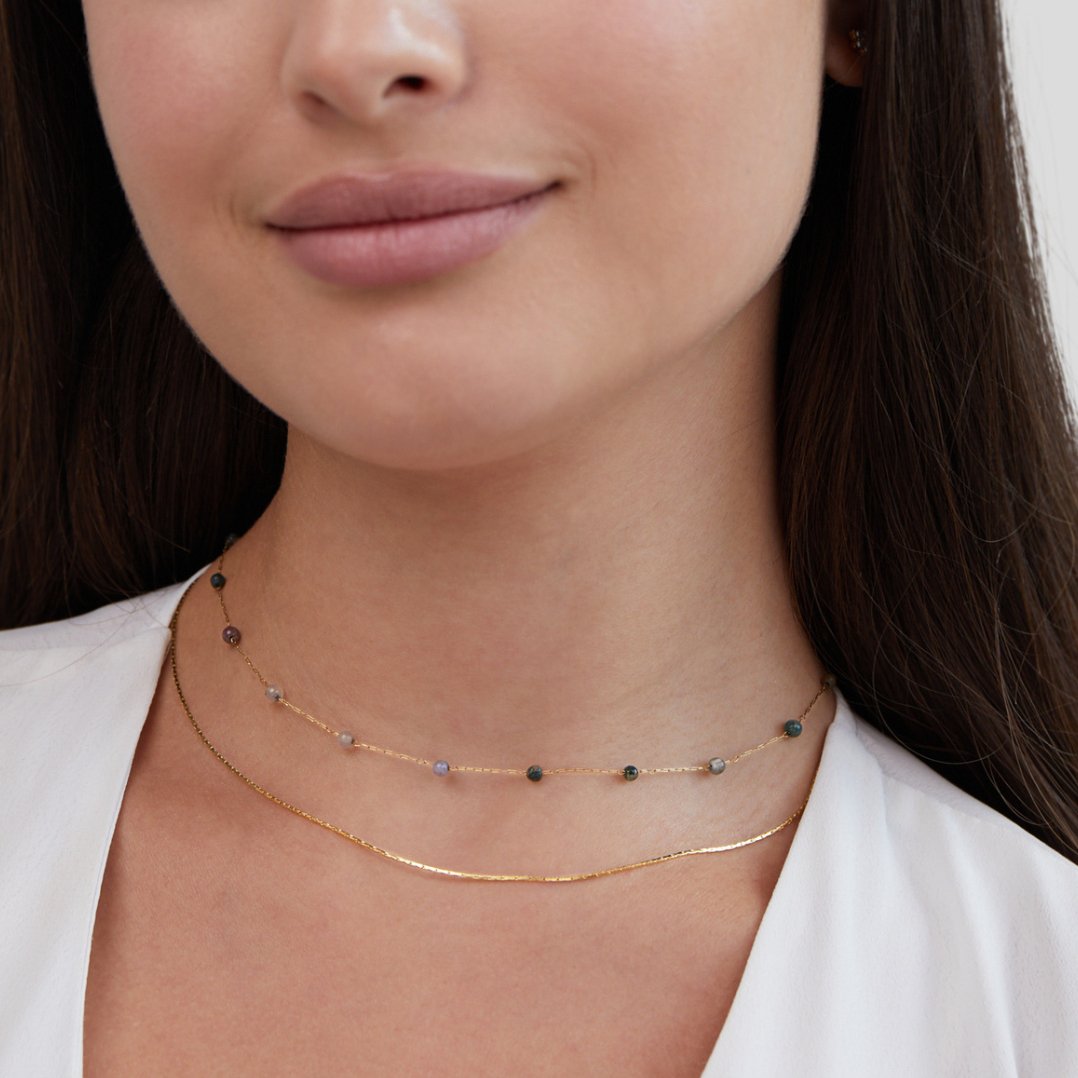 Katharina – Rectangular Pendant Gold Necklace