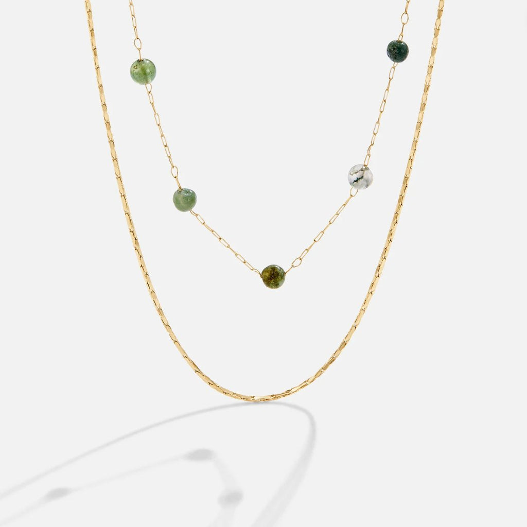 Katharina – Rectangular Pendant Gold Necklace